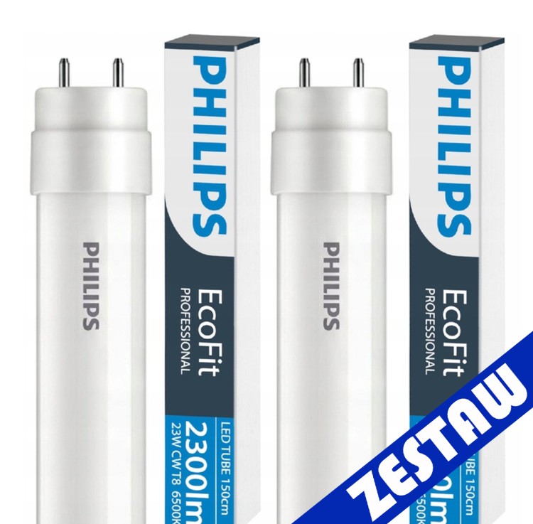 ZESTAW 2x Philips Tuba Świetlówka LED 150cm 23W = 64W 2300lm 6500K 20000h EcoFit