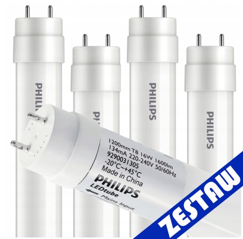 ZESTAW 4x Świetlówka Tuba LED 120cm 18W 4000k 1800lm G13 Philips Neutralna