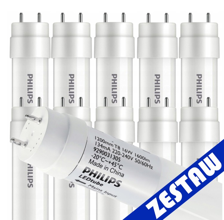 ZESTAW 10x Świetlówka Tuba LED 120cm 18W 4000k 1800lm G13 Philips Neutralna