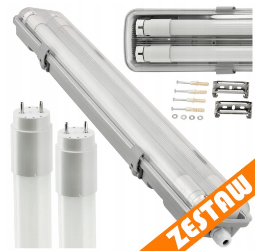 Oprawa Hermetyczna 120cm lampa + 2x Świetlówki LED Wodoszczelna 6000K Zimna