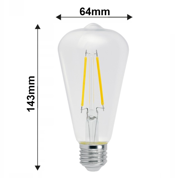 6x Żarówka LED E27 Filament ST64 6W 110lm/W 3000K