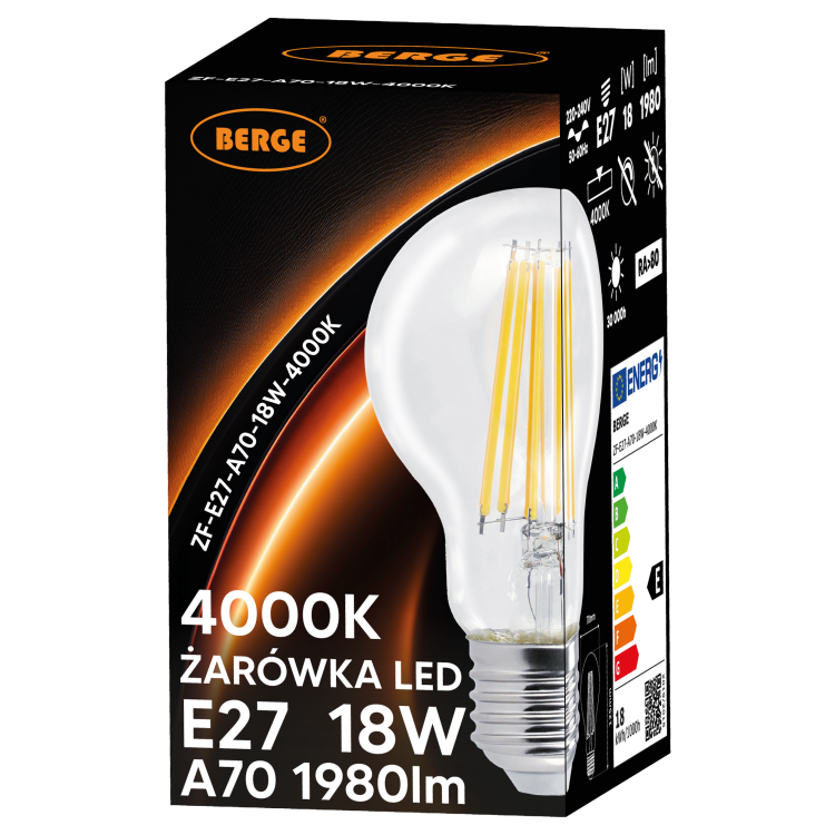 6x Żarówka LED E27 Filament 18W 110lm/W 4000K