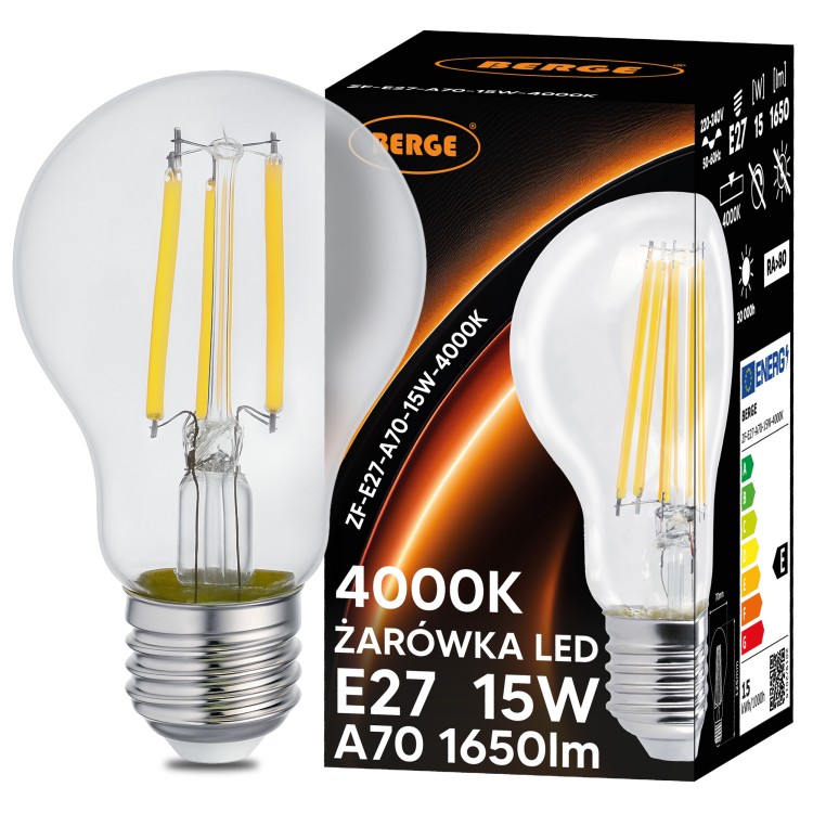 6x Żarówka LED E27 Filament 15W 110lm/W 4000K