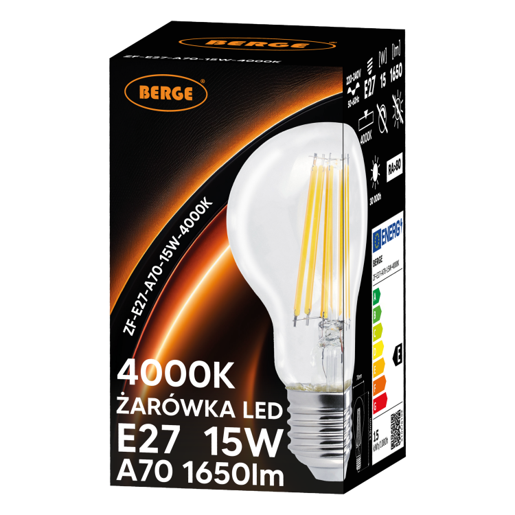 6x Żarówka LED E27 Filament 15W 110lm/W 4000K