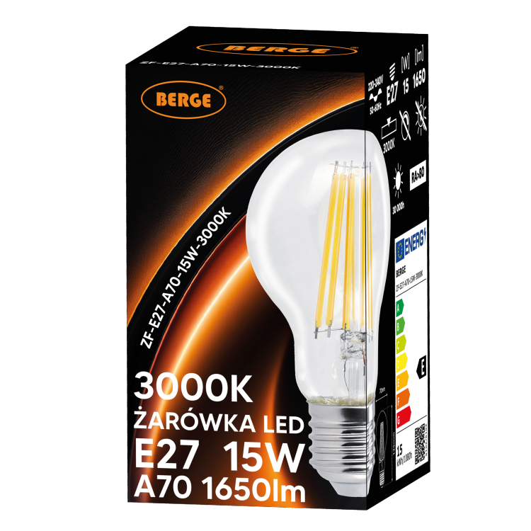 6x Żarówka LED E27 Filament 15W 110lm/W 3000K