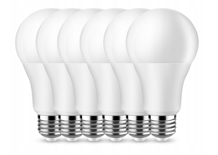 ZESTAW 6x Żarówka LED E27 12W Barwa Zimna Energooszczędna Zestaw Żarówek Do Lampy