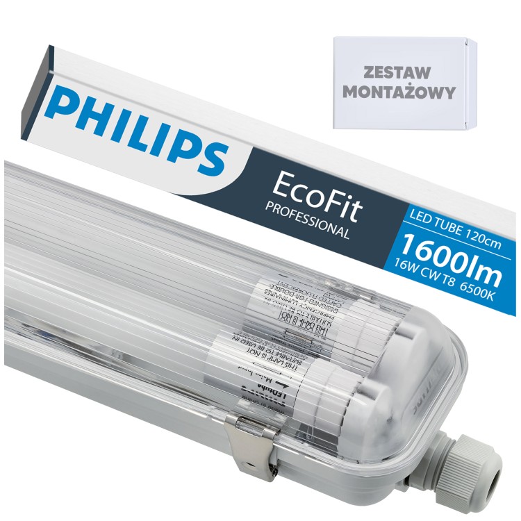 Oprawa Hermetyczna Philips 128cm + 2x Świetlówki LED Wodoszczelna Do Garażu