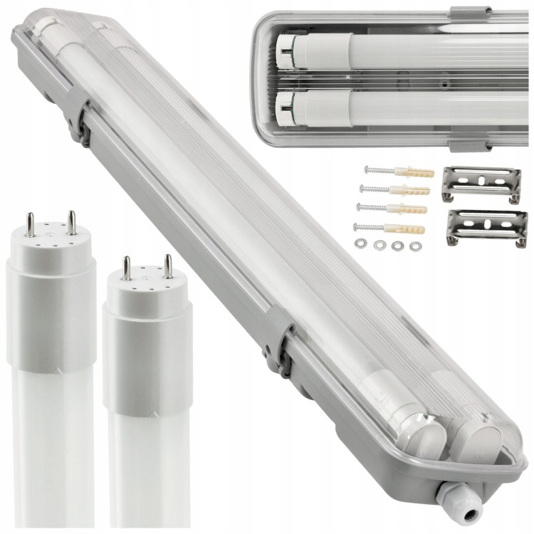 4x Oprawa Hermetyczna 120cm lampa + świetlówki LED CW