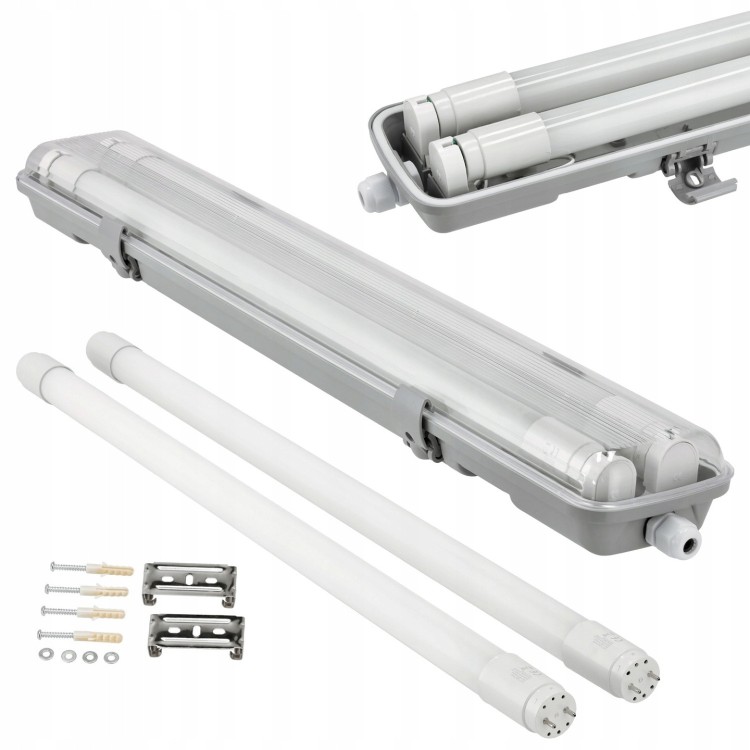 4x Oprawa Hermetyczna 120cm lampa + świetlówki LED CW