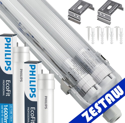 6x Oprawa Hermetyczna Philips 128cm + 12x Świetlówki LED Wodoszczelna Do Garażu