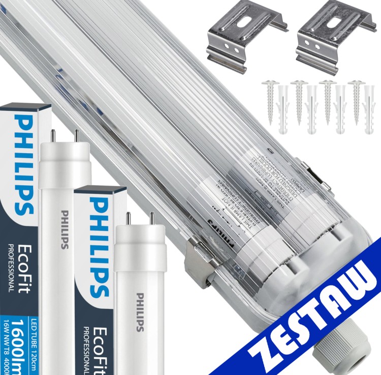 6x Oprawa Hermetyczna Philips 128cm + 12x Świetlówki LED Wodoszczelna Do Garażu