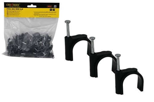 Uchwyt Kablowy Haczyki Do Girland Kabli Z Gwoździem 10mm 100 sztuk Czarny
