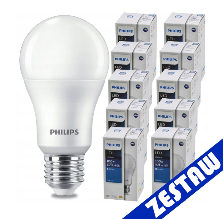 ZESTAW 10 sztuk. Żarówka LED E27 A60 13-100W 1521lm LEDBulb 4000K