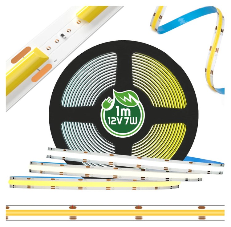 Taśma LED COB 7W 12V IP20 1M- biała neutralna