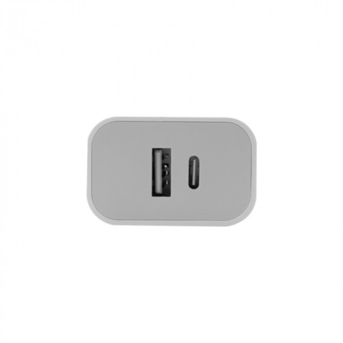 Ładowarka Sieciowa Szybka Podwójna Zasilacz 20W USB-C USB-A Kostka Biała