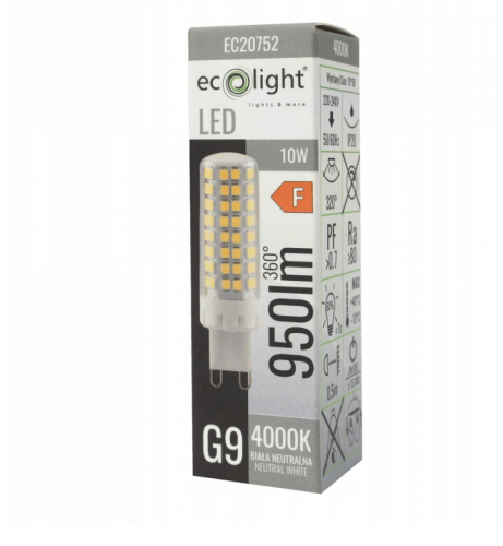 Żarówka LED G9 10W 4000K 950lm Barwa Neutralna Energooszczędne Światło