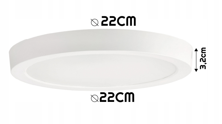 Plafon LED Lampa Sufitowa Natynkowa 18W 1980lm 4000K Biała Okrąg