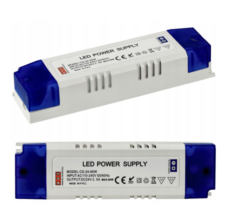 Zasilacz LED meblowy 24V - 60W - 2,5A - IP20