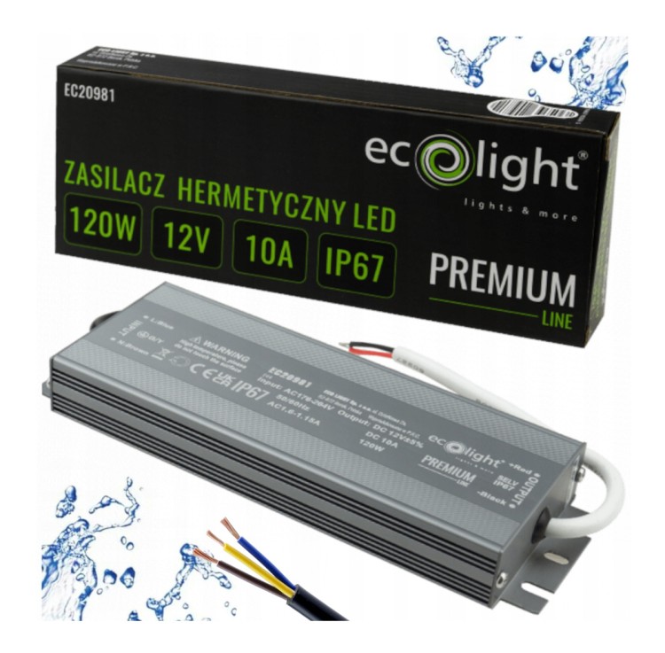 Zasilacz hermetyczny LED 12V 120W IP67 wodoszczelny