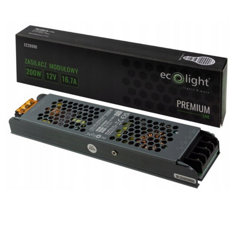 Zasilacz LED slim IP20 - 12V - 16A - 200W - Premium Lin