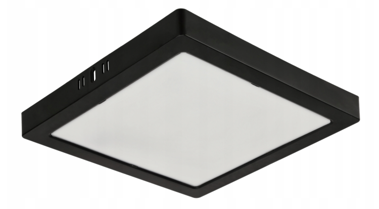 Plafon LED Lampa Sufitowa Natynkowa 24W 2640lm 4000K Czarna Kwadrat
