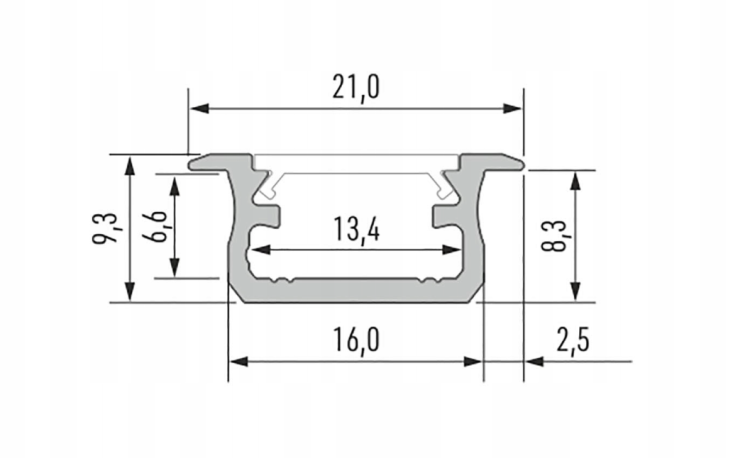 5x Profil LED Surowy Anodowany 3m 300cm Wpuszczany Premium Typ B Lumines