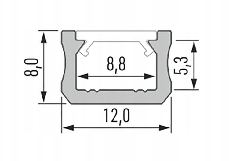 5x Profil LED Srebrny Anodowany 3m 300cm Natynkowy Premium Typ X Lumines