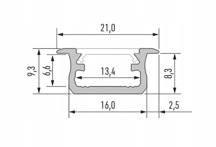 5x Profil LED Srebrny Anodowany 3m 300cm Wpuszczany Premium Typ B Lumines