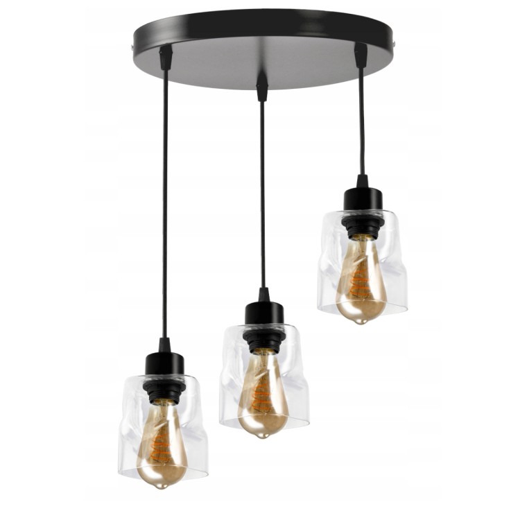 Lampa sufitowa plafon LED 3xE27 zwijany kwadrat przeźroczysty