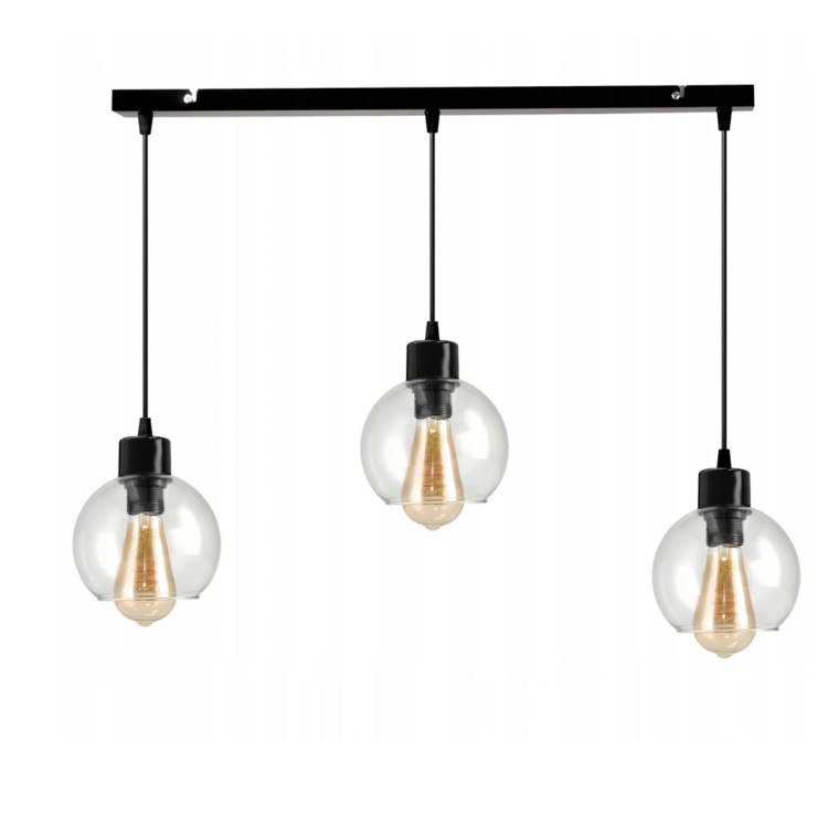 Lampa Wisząca Sufitowa LED Regulowana 3x E27 Szklana Kula