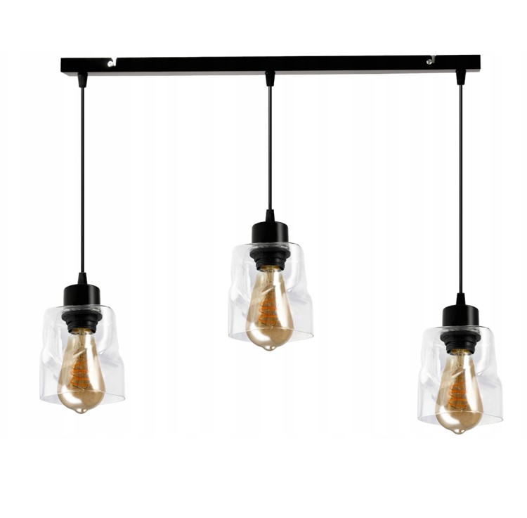Lampa wisząca sufitowa LED 3xE27 zwijany kwadrat przeźroczysty