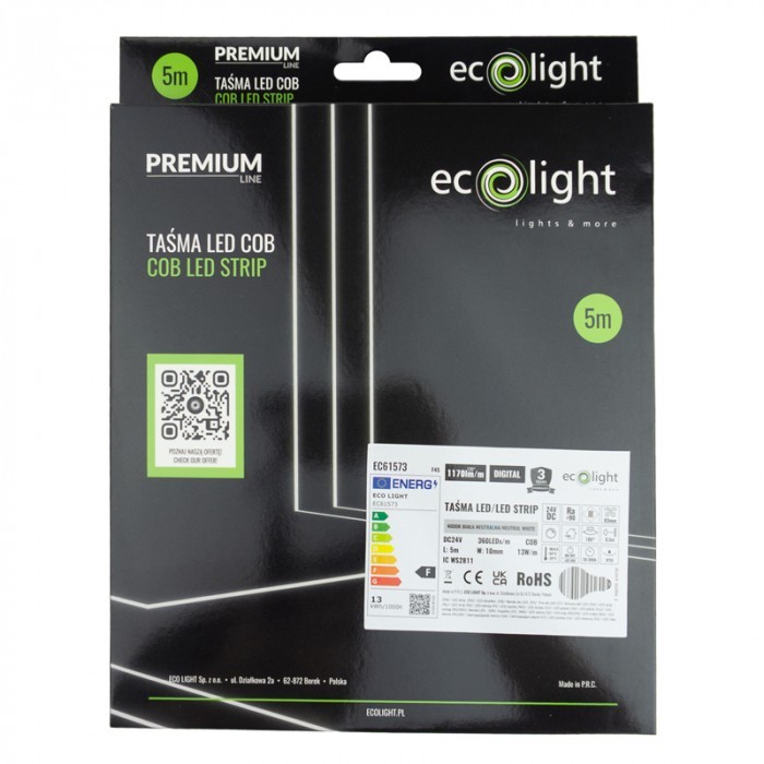 Taśma LED Cyfrowa COB 24V 5m 65W 4000K 1170lm Digital Efekt Płynącej Wody