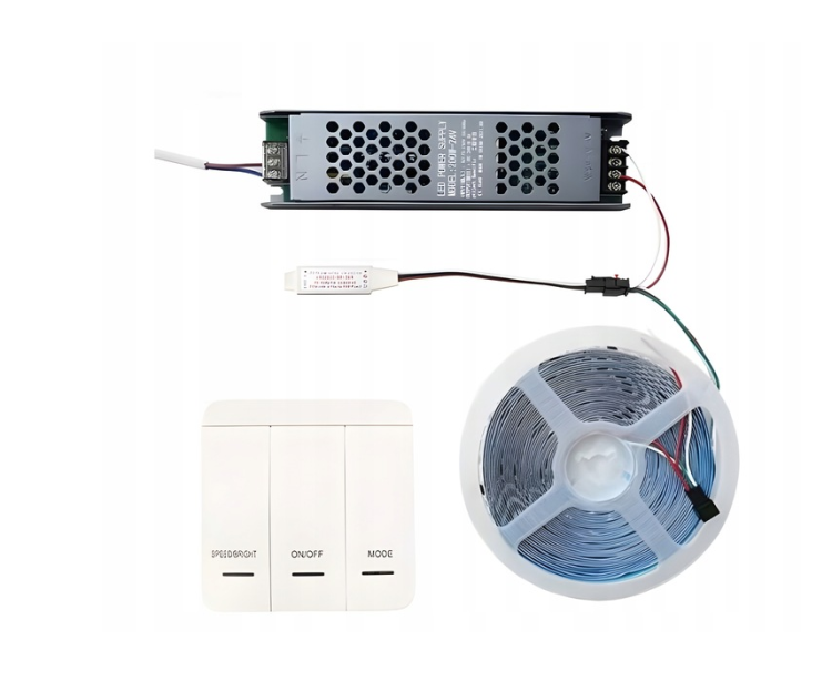 Zestaw TAŚMA LED CYFROWA PŁYNĄCE ŚWIATŁO EFEKT FALI 10M COB WS2811 24V
