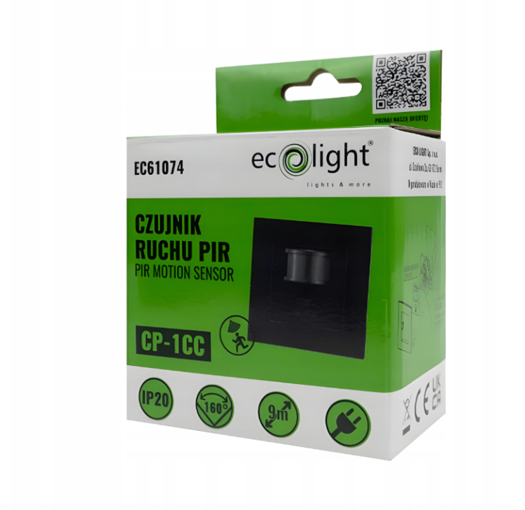 CZUJNIK RUCHU PIR CZUJKA REGULOWANA MONTAŻOWA LED IP20 MAX 400W