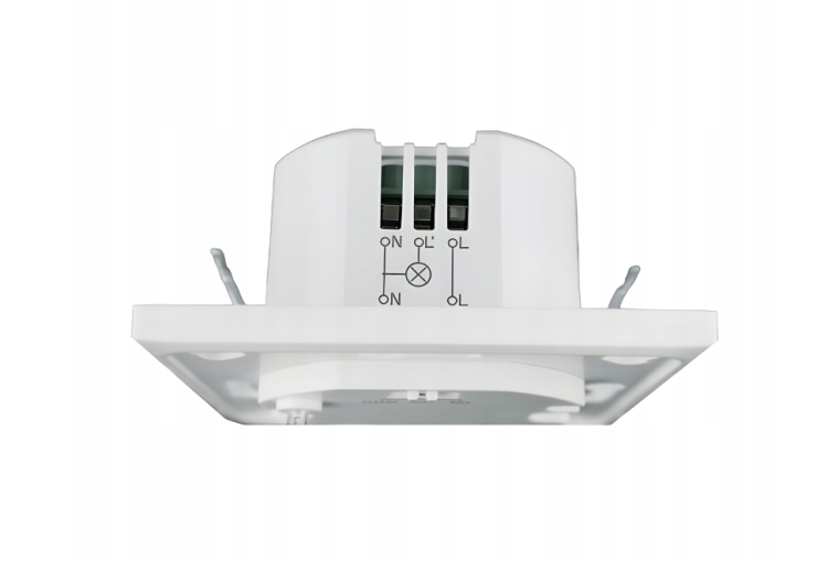 Czujnik Ruchu Mikrofalowy Wpuszczany 180° Biały Max 600W Czujka LED 230V