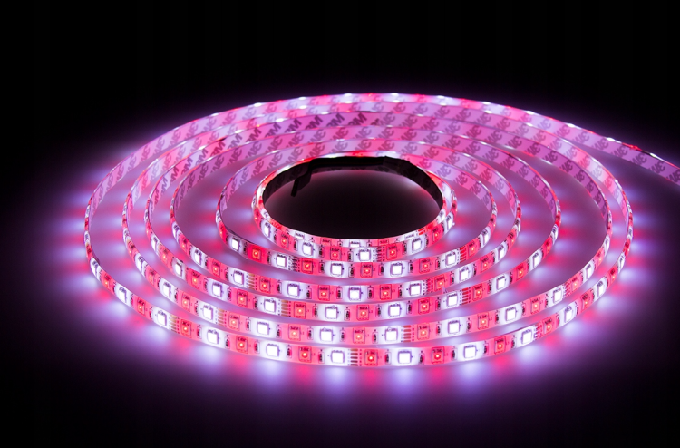 Taśma LED - 12V - 5m - 72W - 300 diód - IP63 - RGB + biała zimna