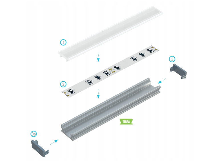 Profil Aluminiowy LED Wodoodporny 2m Wpuszczany Anodowany Lumines TERRA
