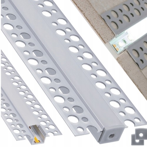 Profil LED Aluminiowy 2m Podtynkowy 12mm Do GK Karton Gips Płytek Zestaw