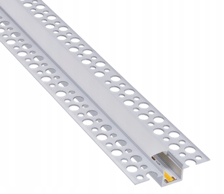 Profil LED Aluminiowy 2m Podtynkowy 12mm Do GK Karton Gips Płytek Zestaw
