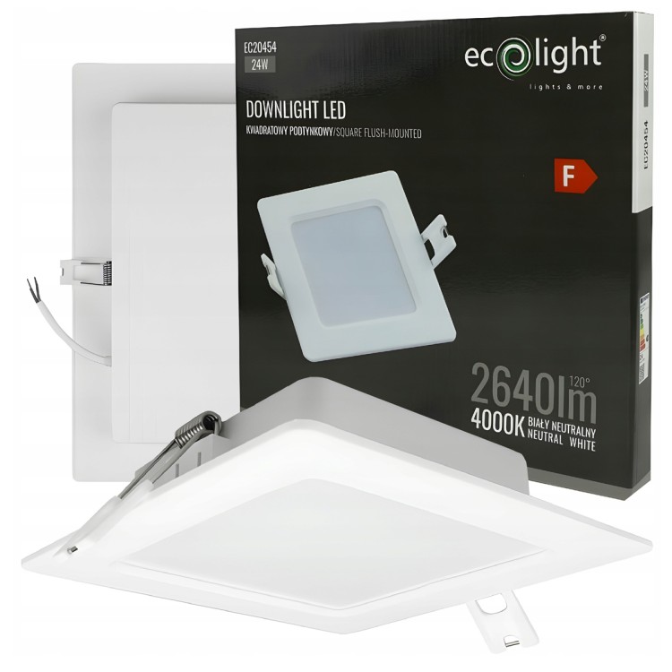 Lampa Podtynkowa LED Wpuszczana Plafon Sufitowy 24W 2640lm 4000K Biały