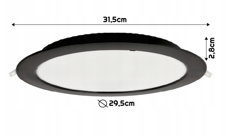 Plafon LED Lampa Sufitowa Podtynkowy Wpuszczana 24W 2640lm 4000K Czarna