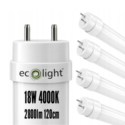 ZESTAW 4x Świetlówka Tuba LED 120cm 18W 2880lm 4000K Światło Lampa Do Magazynu
