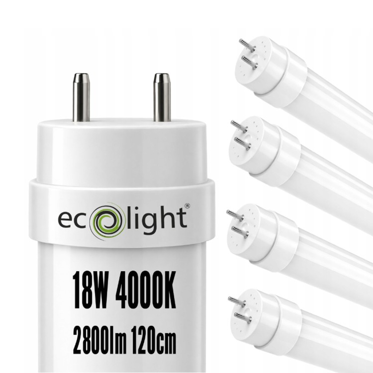 ZESTAW 4x Świetlówka Tuba LED 120cm 18W 2880lm 4000K Światło Lampa Do Magazynu