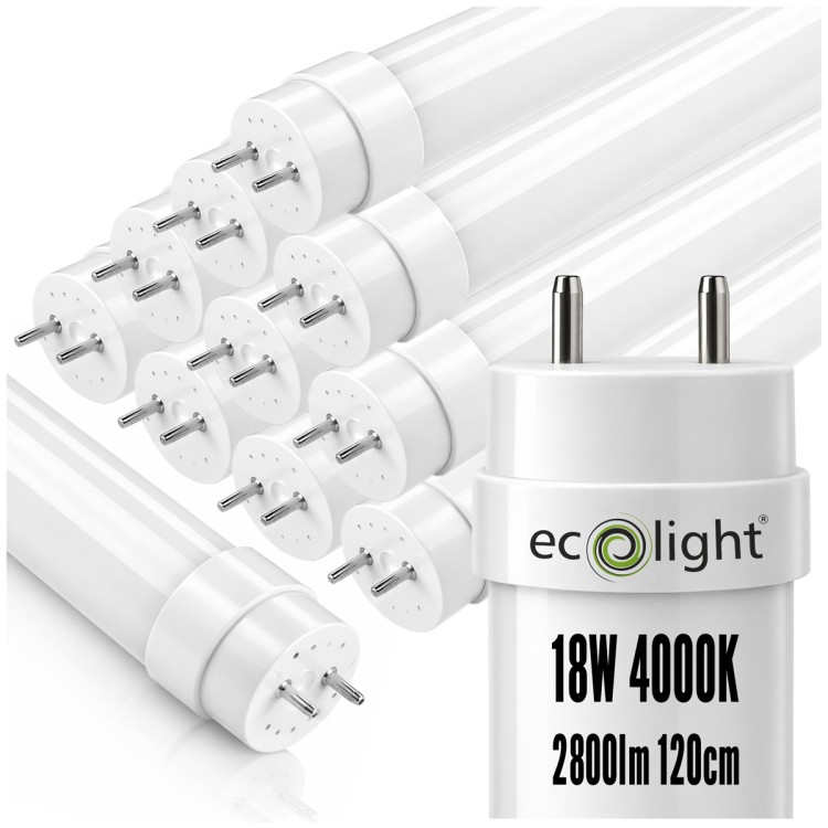 ZESTAW 10x Tuba Świetlówka LED 120cm 18W 2880lm 4000K Światło Lampa Do Magazynu