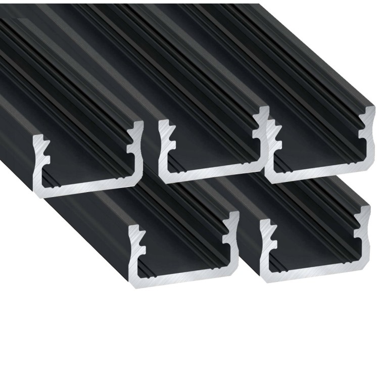 5x Profil LED Czarny Anodowany 3m 300cm Nawierzchniowy Premium Typ A Lumines