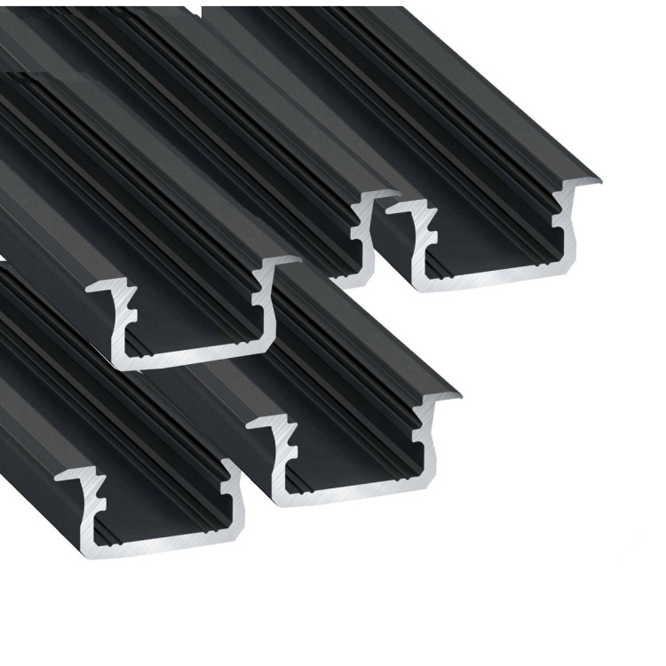 5x Profil LED Czarny Anodowany 3m 300cm Wpuszczany Premium Typ B Lumines