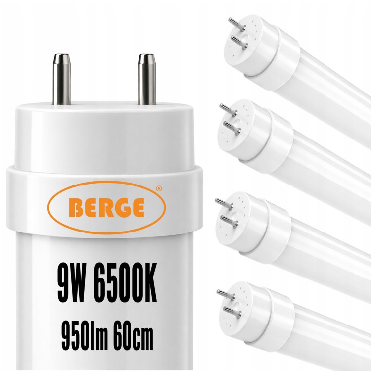 4x Tuba Świetlówka LED 9W 950lm 60cm 6500K Barwa Zimna G13 T8 Jarzeniówka