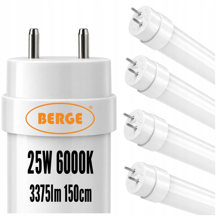 4x Świetlówka Tuba LED 150cm T8 25W = 65W 3375lm 6500K Mocne Światło Zimne