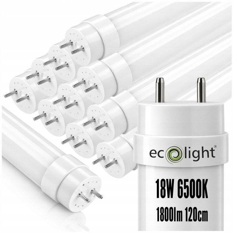 10x Świetlówki Tuby LED 120cm 18W 6500K Jarzeniówki 1800lm T8 G13 Zimna