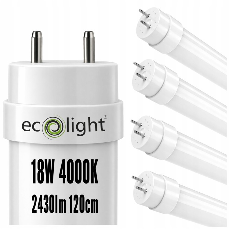 4X Tuba Świetlówka LED 120cm 18W 2430lm 4000K MOCNA G13 T8 Jarzeniówka 230V